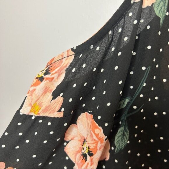 Torrid Harper Floral Polka Dot Sleeveless Blouse 3X Black Peach Tiny Flaw - Picture 9 of 14